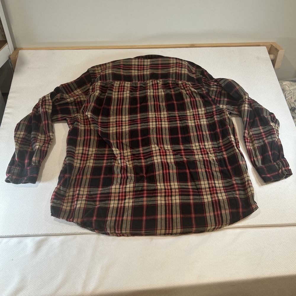 Faded Glory Flannel Shirt • Men's 2XL Brown & Red Plaid • Fall Oversized - Picture 8 of 8
